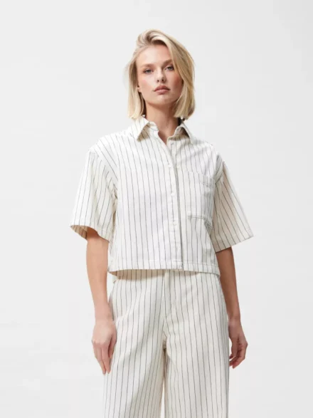 Catwalk Junkie Catwalk Junkie | Shirt | Wit | Striped denim blouse