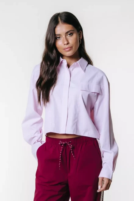 Colourful Rebel Colourful Rebel | Blouse | Roze | Febe striped cropped blouse