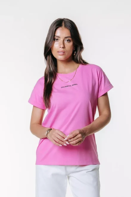 Colourful Rebel Colourful Rebel | T-shirt | Roze | Uni logo boxy tee