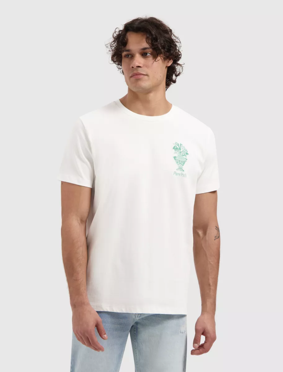 Pure Path | T-shirt | Wit | Embroidered Vase 1 Pure Path Pure Path | T-shirt | Wit | Embroidered Vase