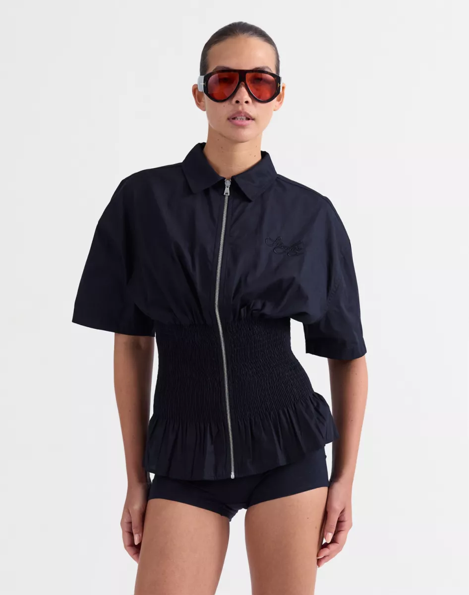 Stieglitz | Blouse | Zwart | Kyla smocked blouse 1 Stieglitz Stieglitz | Blouse | Zwart | Kyla smocked blouse