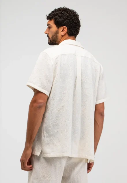 butcher of blue butcher of blue | Overhemd korte mouw | Wit | Alex Resort embro shirt ss