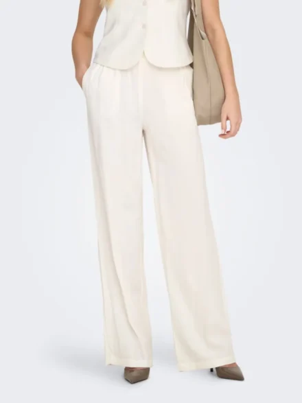 Only Only | Straight fit linnen broek | Wit | 15363676