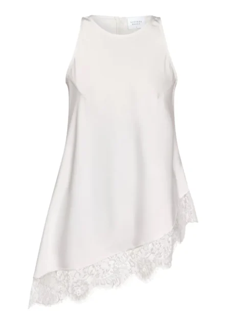 sisters point sisters point | Satijnlook top met kant | Wit | Viol-TA