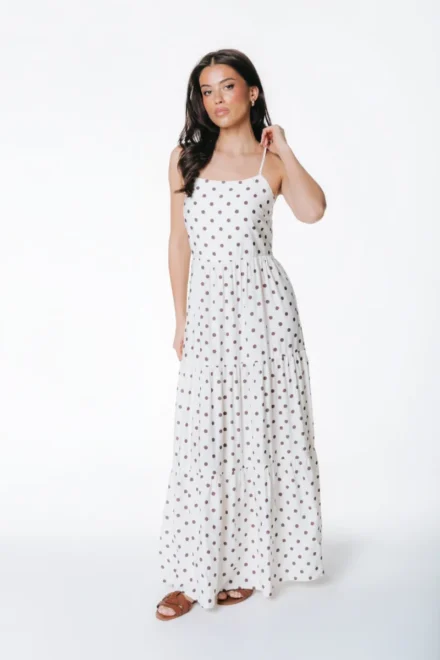 Colourful Rebel Colourful Rebel | Jurken lang | Wit | Fenna polk a dot dress