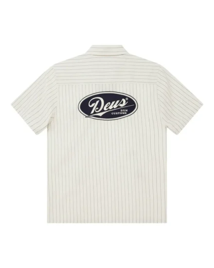 Deus Deus | Overshirt korte mouw | Wit | Forecourt stripe shirt