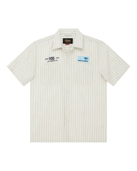 Deus Deus | Overshirt korte mouw | Wit | Forecourt stripe shirt