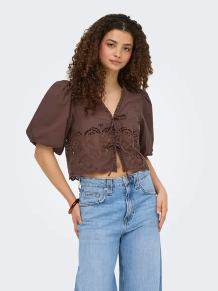 Only Only | Blouse korte mouw | Bruin | 15371045