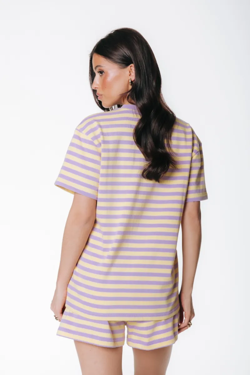 Colourful Rebel | T-shirt | Roze | Beach Crew Striped Loosefit 2 Colourful Rebel Colourful Rebel | T-shirt | Roze | Beach Crew Striped Loosefit