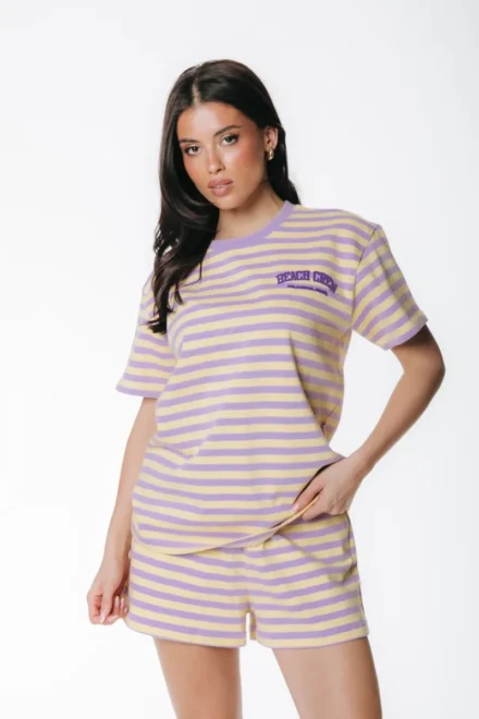 Colourful Rebel Colourful Rebel | T-shirt | Roze | Beach Crew Striped Loosefit