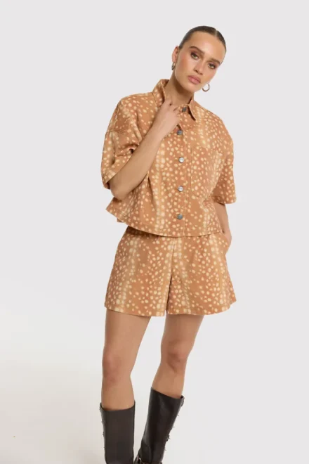 Refined Department Refined Department | Cropped blouse Bambi print | Bruin | Adeline Blouse