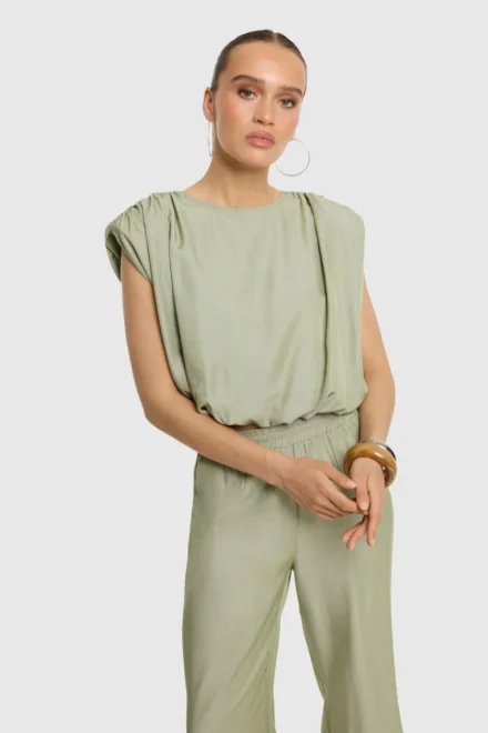 Refined Department Refined Department | Cropped blouse | Groen | Liv Blouse