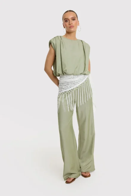 Refined Department Refined Department | Wide leg Pants | Groen | Nova Pants
