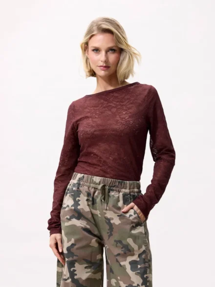 Catwalk Junkie Catwalk Junkie | Kanten top | Rood | Lace Long sleeve