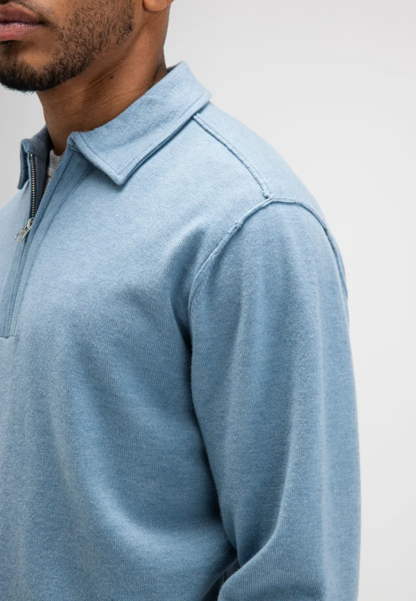 butcher of blue | Clifden zip polo | Blauw | M2626009 4 butcher of blue butcher of blue | Clifden zip polo | Blauw | M2626009
