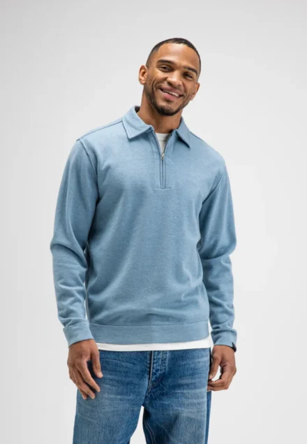 butcher of blue butcher of blue | Clifden zip polo | Blauw | M2626009