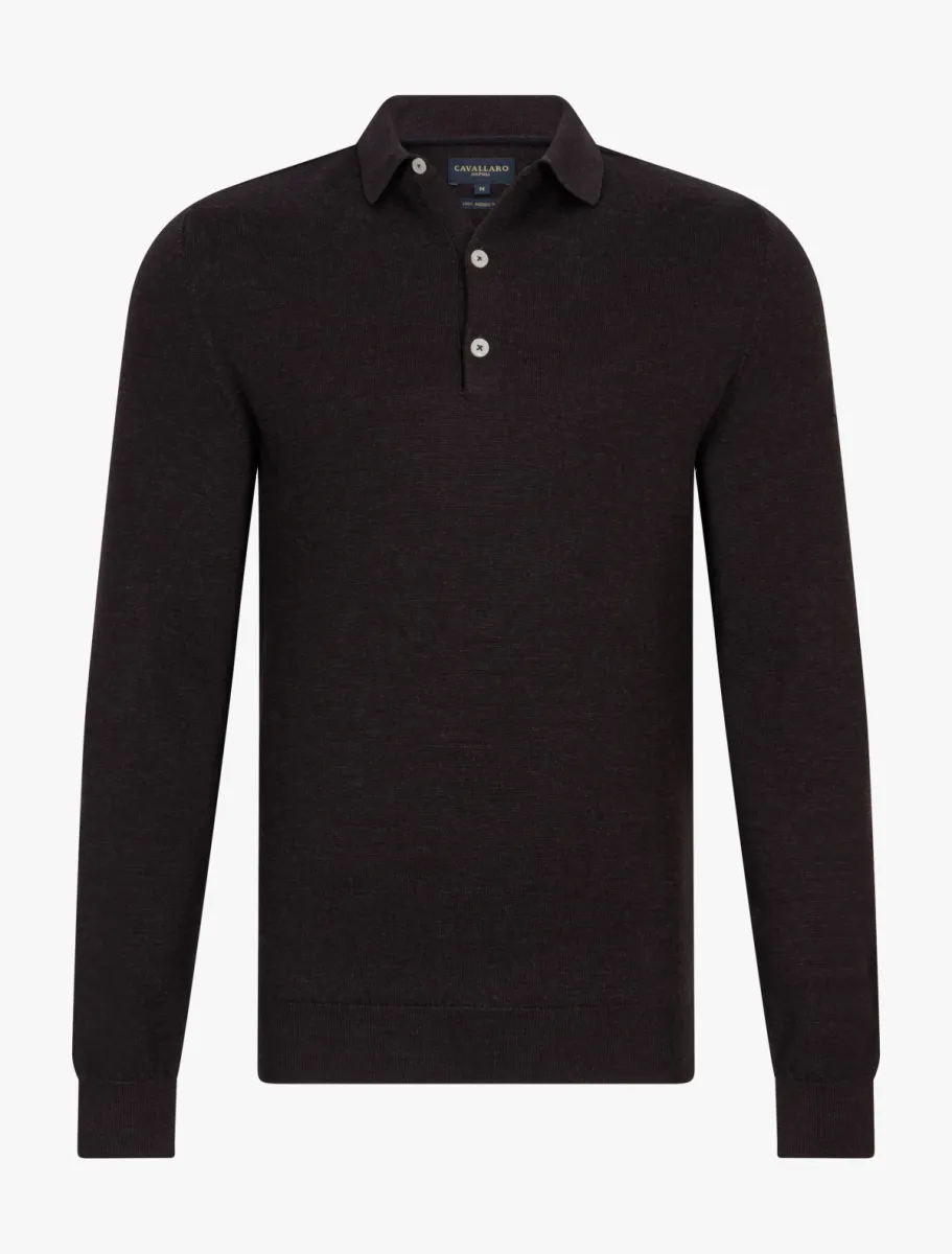 Cavallaro | Polo lange mouw | Bruin | Merino polo 1 Cavallaro Cavallaro | Polo lange mouw | Bruin | Merino polo