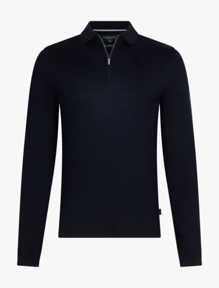 Cavallaro Cavallaro | Polo lange mouw | Blauw | Merino Zip Polo