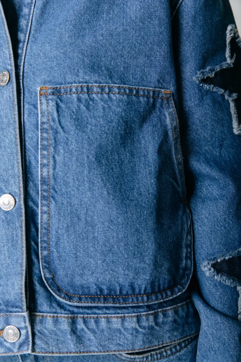 Colourful Rebel | Jack denim | Blauw | Jo star worker jacket 4 Colourful Rebel Colourful Rebel | Jack denim | Blauw | Jo star worker jacket
