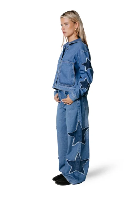 Colourful Rebel Colourful Rebel | Jeans wide leg | Blauw | Zadie star studded wide leg