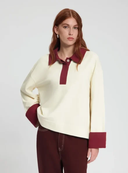 Nous Sommes Nous Sommes | Sweater | Wit | Lucilla polo sweat