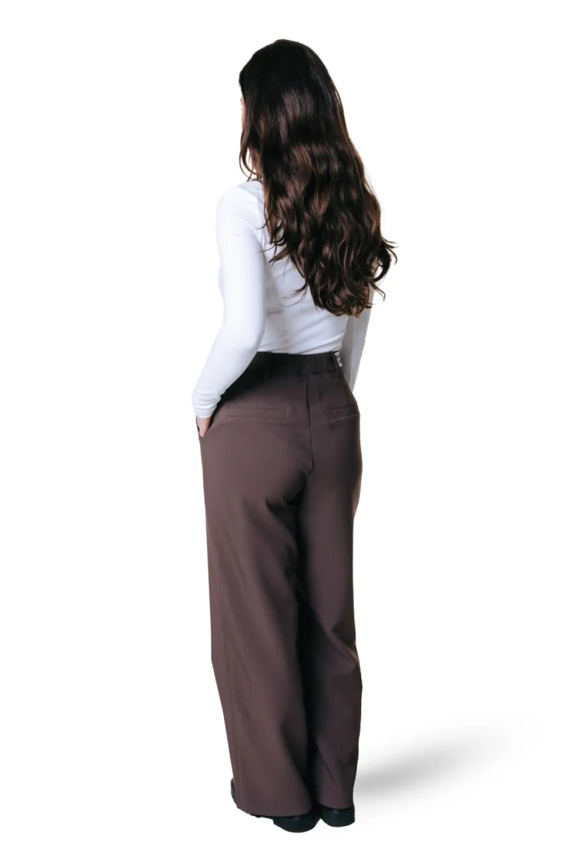 Colourful Rebel | Pantalon | Bruin | Rus uni pintuck straight pants 5 Colourful Rebel Colourful Rebel | Pantalon | Bruin | Rus uni pintuck straight pants