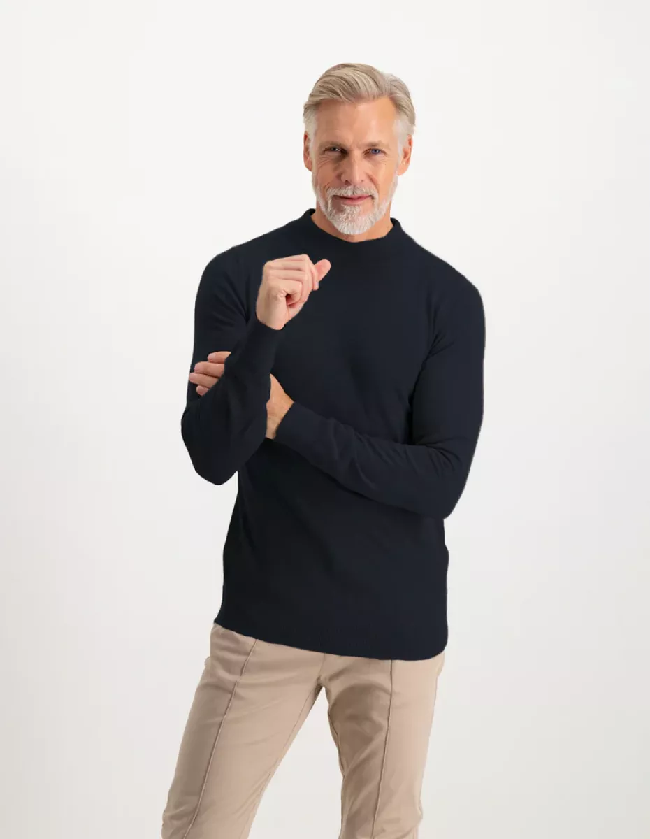 Trui | Mock neck | donkerblauw 4 Saint Steve Trui | Mock neck | donkerblauw
