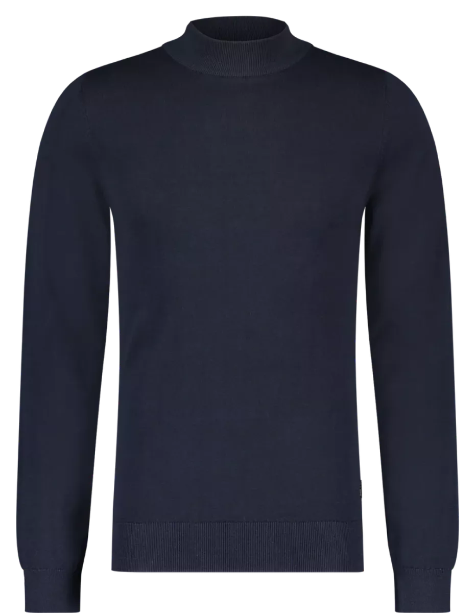 Trui | Mock neck | donkerblauw 1 Saint Steve Trui | Mock neck | donkerblauw