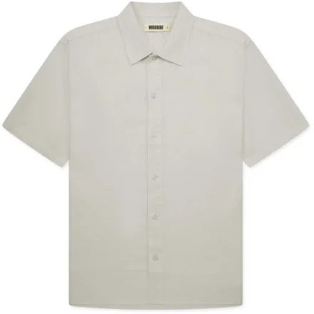 Woodbird Woodbird | Korte mouw overhemd | Beige | Banks linen shirt