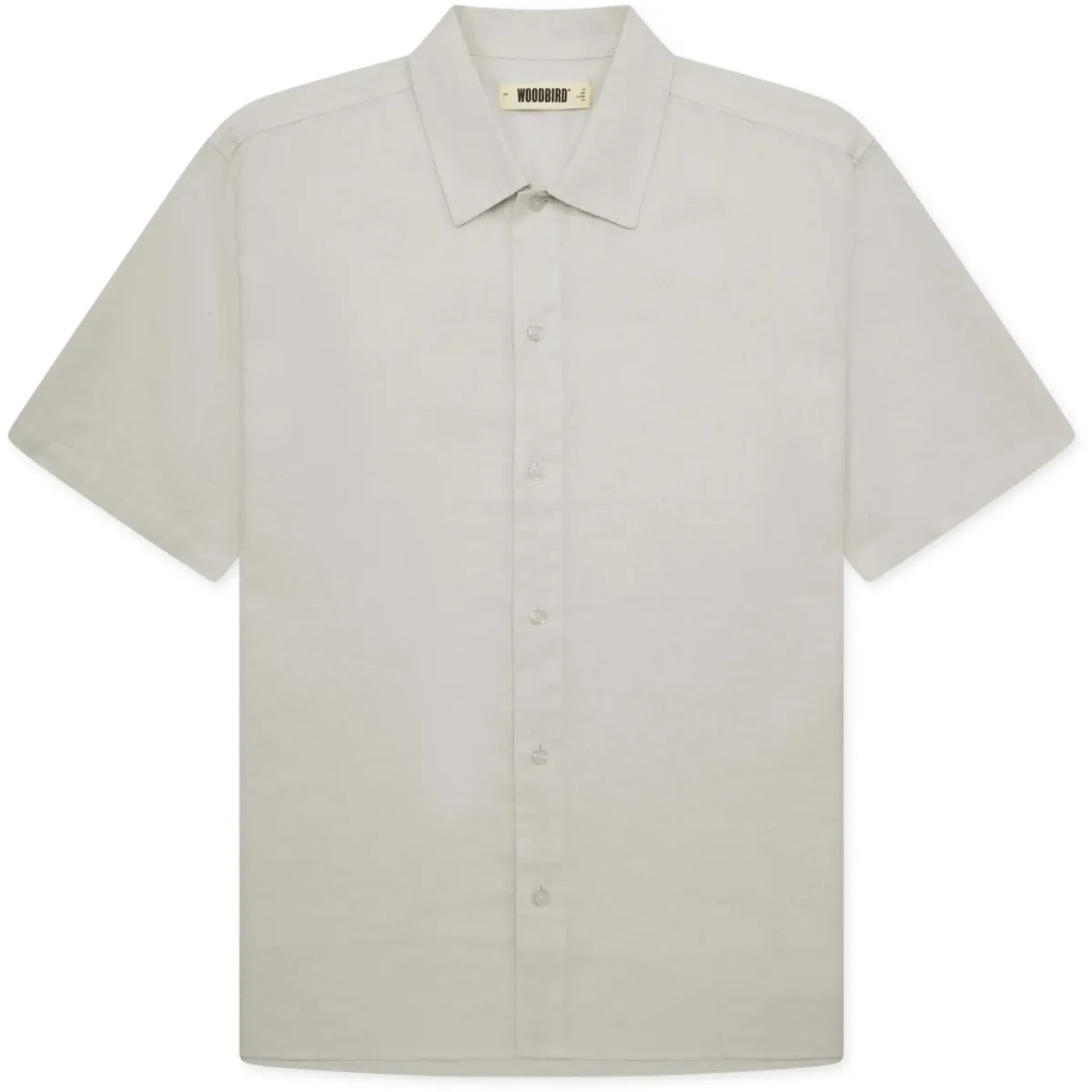 Woodbird | Korte mouw overhemd | Beige | Banks linen shirt 1 Woodbird Woodbird | Korte mouw overhemd | Beige | Banks linen shirt