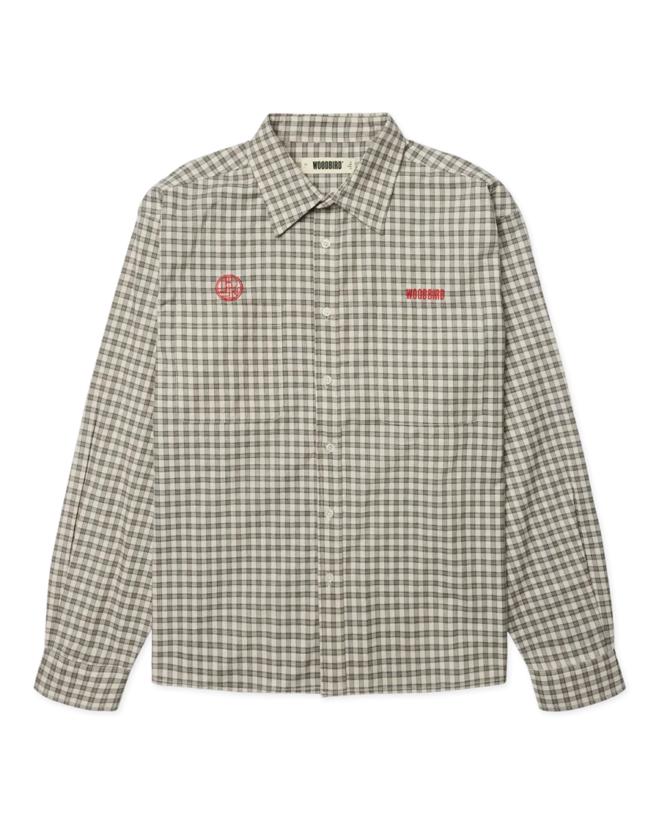 Woodbird | Overshirt | Wit | buzo emb check shirt 1 Woodbird Woodbird | Overshirt | Wit | buzo emb check shirt