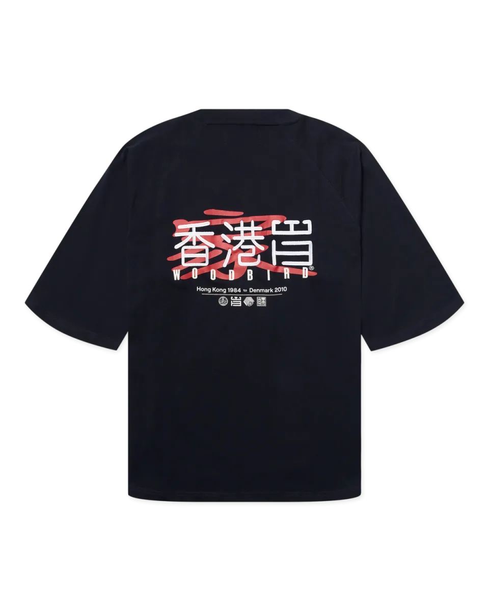Woodbird | T-shirt | Blauw | WBBlake HK Home Tee 2 Woodbird Woodbird | T-shirt | Blauw | WBBlake HK Home Tee