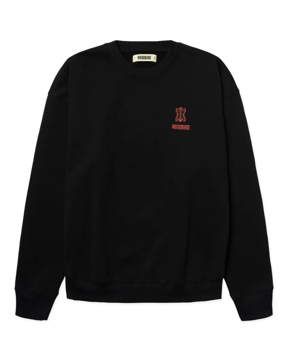 Woodbird | Sweater | Zwart | WBDuke Tiger Crew 1 Woodbird Woodbird | Sweater | Zwart | WBDuke Tiger Crew