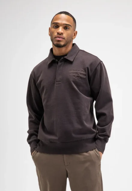 butcher of blue butcher of blue | Sweater | Donkerbruin | Curl sweat polo