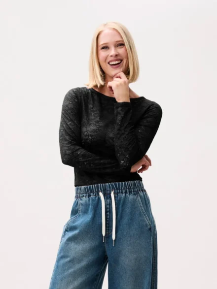 Catwalk Junkie Catwalk Junkie | Kanten top | Zwart | Lace longsleeve