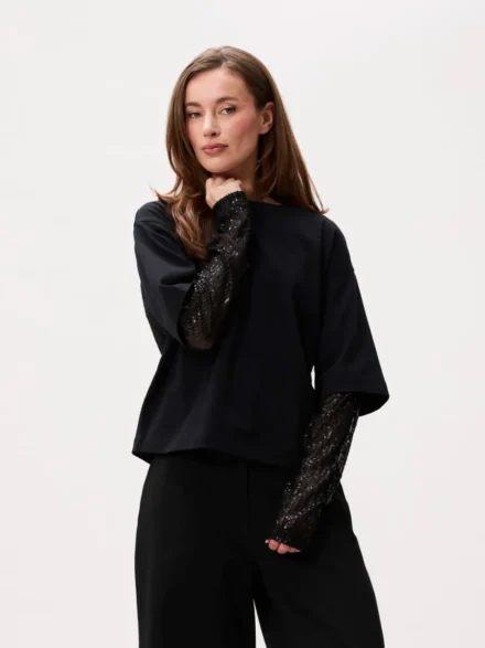 Catwalk Junkie Catwalk Junkie | T-shirt lange mouw | Zwart | loose fit tshirt