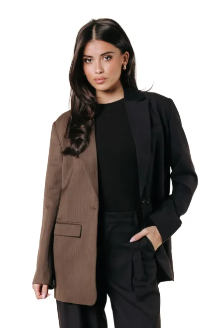 Colourful Rebel Colourful Rebel | Colbert | Donkerbruin | Jesra two tone blazer