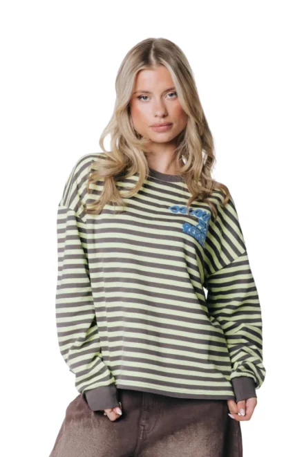 Colourful Rebel Colourful Rebel | Sweater | Bruin streep | multi stripe longsleeve
