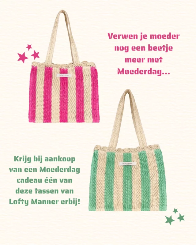 🫶💗 Verwen je moeder nog een beetje meer met Moederdag!

We hebben nog een leuke extra voor jullie 👀.
Koop je een Moederdag cadeau bij ons in de winkel? Dan krijg je één van deze leuke tassen van Lofty Manner erbij! 💚💗

#loftymanner #moederdag #moederdagcadeau #dock54 #dock54concepts #shopping #shoppen #winkelen #loftymannertas