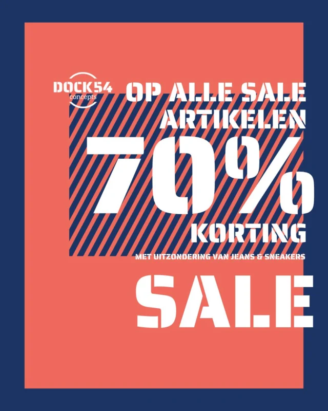 🚨 LAATSTE RONDE SALE 🚨

Op 26, 27 en 28 februari gaat álle sale eruit met maar liefst 70% korting!
Dit is dus je allerlaatste kans om jouw favoriete items te scoren met hoge kortingen 🤩

Let op: geselecteerde jeans en alle sneakers zijn uitgezonderd van deze actie. Je shopt deze met 60% korting. 

#dock54 #dock54concepts #sale #opruiming #korting #laatsterondesale