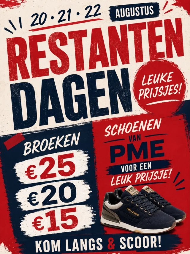 🔥 RESTANTENDAGEN 🔥

20 • 21 • 22 AUGUSTUS
Tijd om je slag te slaan! 👀

Leuke jeans broeken voor een leuk prijsje eraan!👖
🔵 €15 • €20 • €25

👟 PME schoenen/boots in verschillende modellen en maten voor een piek prijsje 😉

Kom gezellig langs en scoor jouw favorieten voordat ze weg zijn! ❤️💙

3 DAGEN • LEUKE PRIJSJES • OP = OP